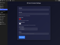 Page screenshot: No-AI Dashboard &rarr; Settings