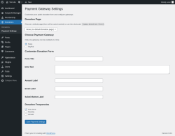Page screenshot: Donations &rarr; Payment Settings