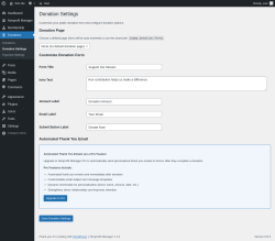 Page screenshot: Donations &rarr; Donation Settings