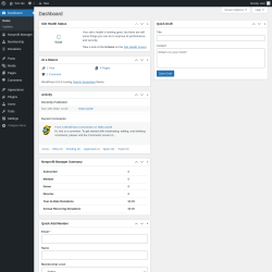 Page screenshot: Dashboard &lsaquo; Test site &mdash; WordPress
