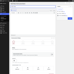 Page screenshot: Announcements &rarr; Add New Announcement