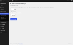 Page screenshot: Announcements &rarr; Settings