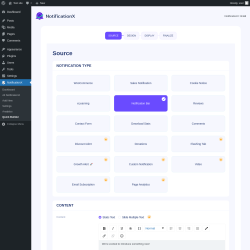 Page screenshot: NotificationX → Quick Builder