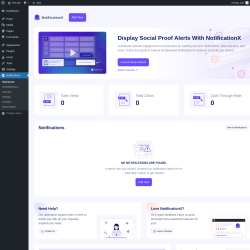 Page screenshot: NotificationX ‹ Test site — WordPress