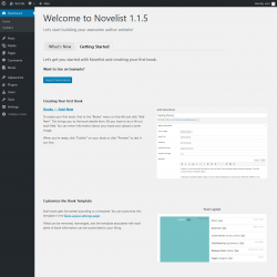 Page screenshot: Getting Started with Novelist &lsaquo; Test site &mdash; WordPress