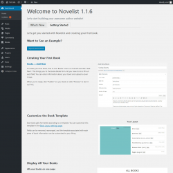 Page screenshot: Getting Started with Novelist &lsaquo; Test site &mdash; WordPress