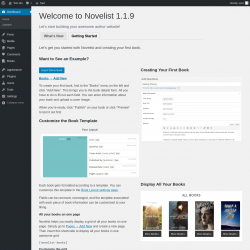 Page screenshot: Getting Started with Novelist &lsaquo; Test site &mdash; WordPress