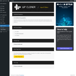 Page screenshot: NS Cloner → Logs / Status