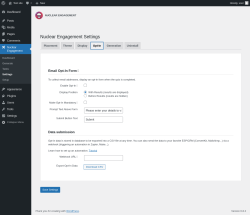 Page screenshot: Nuclear Engagement → Settings → Opt-In