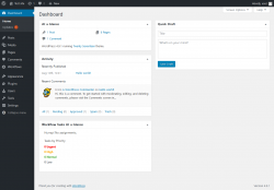 Page screenshot: Dashboard &lsaquo; Test site &mdash; WordPress