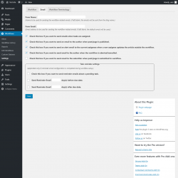 Page screenshot: Workflows &rarr; Settings &rarr; Email