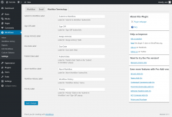 Page screenshot: Workflows &rarr; Settings &rarr; Workflow Terminology