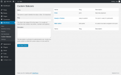Page screenshot: Workflows &rarr; Custom Statuses