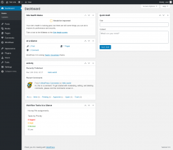 Page screenshot: Dashboard &lsaquo; Test site &mdash; WordPress