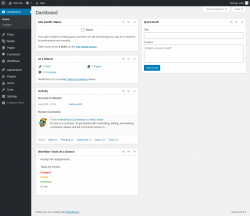 Page screenshot: Dashboard &lsaquo; Test site &mdash; WordPress