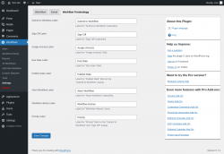 Page screenshot: Workflows &rarr; Settings &rarr; Workflow Terminology