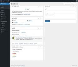 Page screenshot: Dashboard &lsaquo; Test site &mdash; WordPress