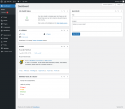 Page screenshot: Dashboard &lsaquo; Test site &mdash; WordPress