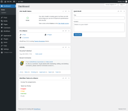 Page screenshot: Dashboard &lsaquo; Test site &mdash; WordPress