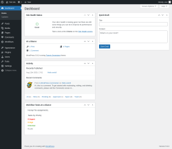 Page screenshot: Dashboard &lsaquo; Test site &mdash; WordPress
