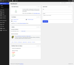 Page screenshot: Dashboard &lsaquo; Test site &mdash; WordPress