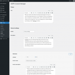 Page screenshot: Settings &rarr; GDPR