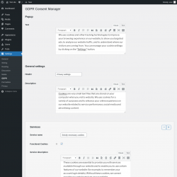 Page screenshot: Settings &rarr; GDPR