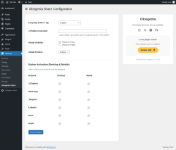 Page screenshot: Settings &rarr; Oksigenia Share