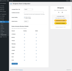 Page screenshot: Settings &rarr; Oksigenia Share