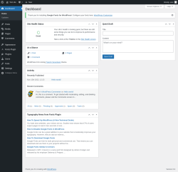 Page screenshot: Dashboard &lsaquo; Test site &mdash; WordPress