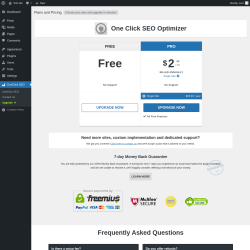 Page screenshot: OneClick SEO → Upgrade  ➤