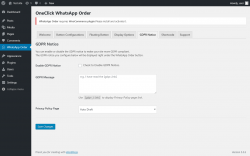 Page screenshot: WhatsApp Order → GDPR Notice
