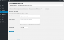 Page screenshot: WhatsApp Order → Shortcode