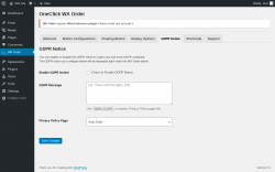 Page screenshot: WA Order → GDPR Notice
