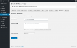 Page screenshot: Chat to Order → Shortcode