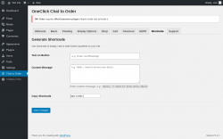 Page screenshot: Chat to Order → Shortcode
