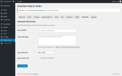 Page screenshot: Chat to Order → Shortcode