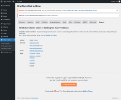 Page screenshot: Chat to Order → Support