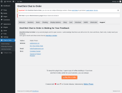 Page screenshot: Chat to Order → Support