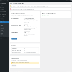 Page screenshot: Settings &rarr; OO Cleaner for CFDB7