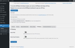Page screenshot: OOPSpam Anti-Spam → IP Filtering