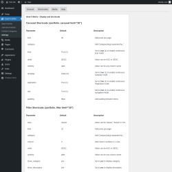 Page screenshot: Opal Portfolio &rarr; Settings &rarr; 
                        Shortcodes                    