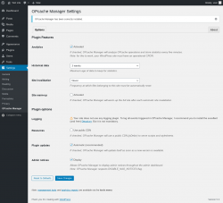 Page screenshot: Settings → OPcache Manager
