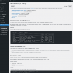 Page screenshot: PerfOps Settings → OPcache Manager → WP-CLI
