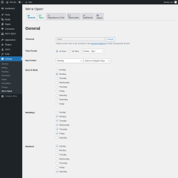 Page screenshot: Settings → We’re Open!