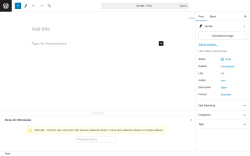 Page screenshot: Add New Post &lsaquo; Test site &mdash; WordPress
