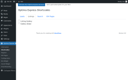 Page screenshot: Optima Express &rarr; Shortcodes