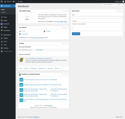 Page screenshot: Dashboard &lsaquo; Test site &mdash; WordPress
