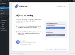 Page screenshot: Optimole &lsaquo; Test site &mdash; WordPress