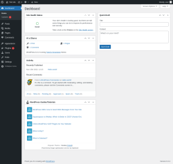 Page screenshot: Dashboard &lsaquo; Test site &mdash; WordPress